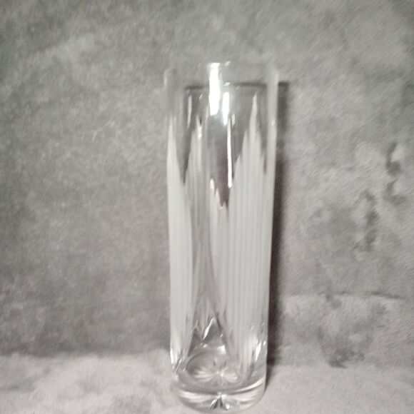 Unbranded Other - Heavy Lead Crystal Vase Hand Cut Vertical. Frosted Pattern